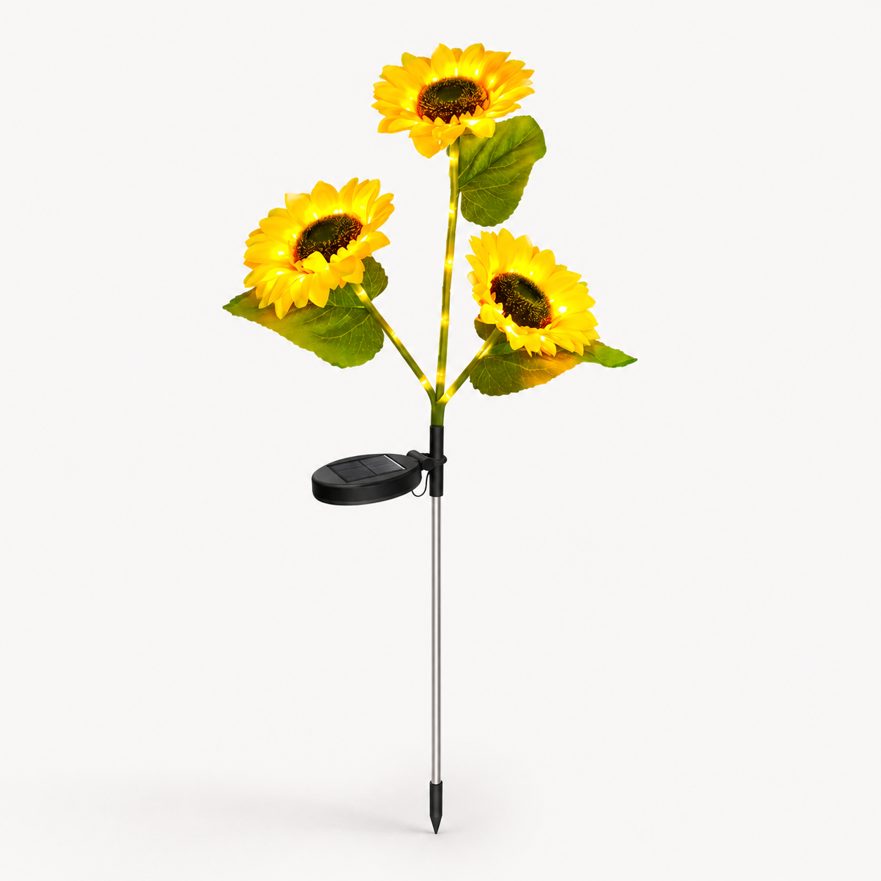 Nilpferd® Solar Sunflower LED Light | Triple-Head Flower Light