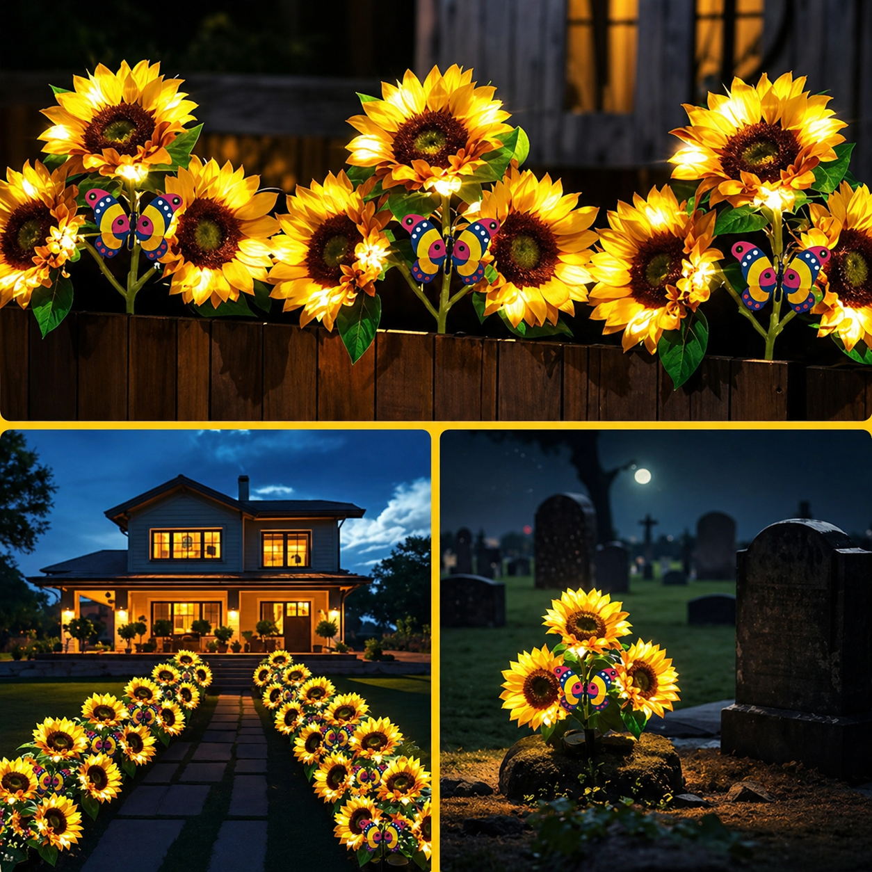 🌻Solar LED Sunflower Garden Lights, Realistic Night Glow for Yard, Lawn, Patio and Porch Decoration, Waterproof IP65