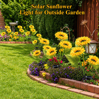 🌻Solar LED Sunflower Garden Lights, Realistic Night Glow for Yard, Lawn, Patio and Porch Decoration, Waterproof IP65