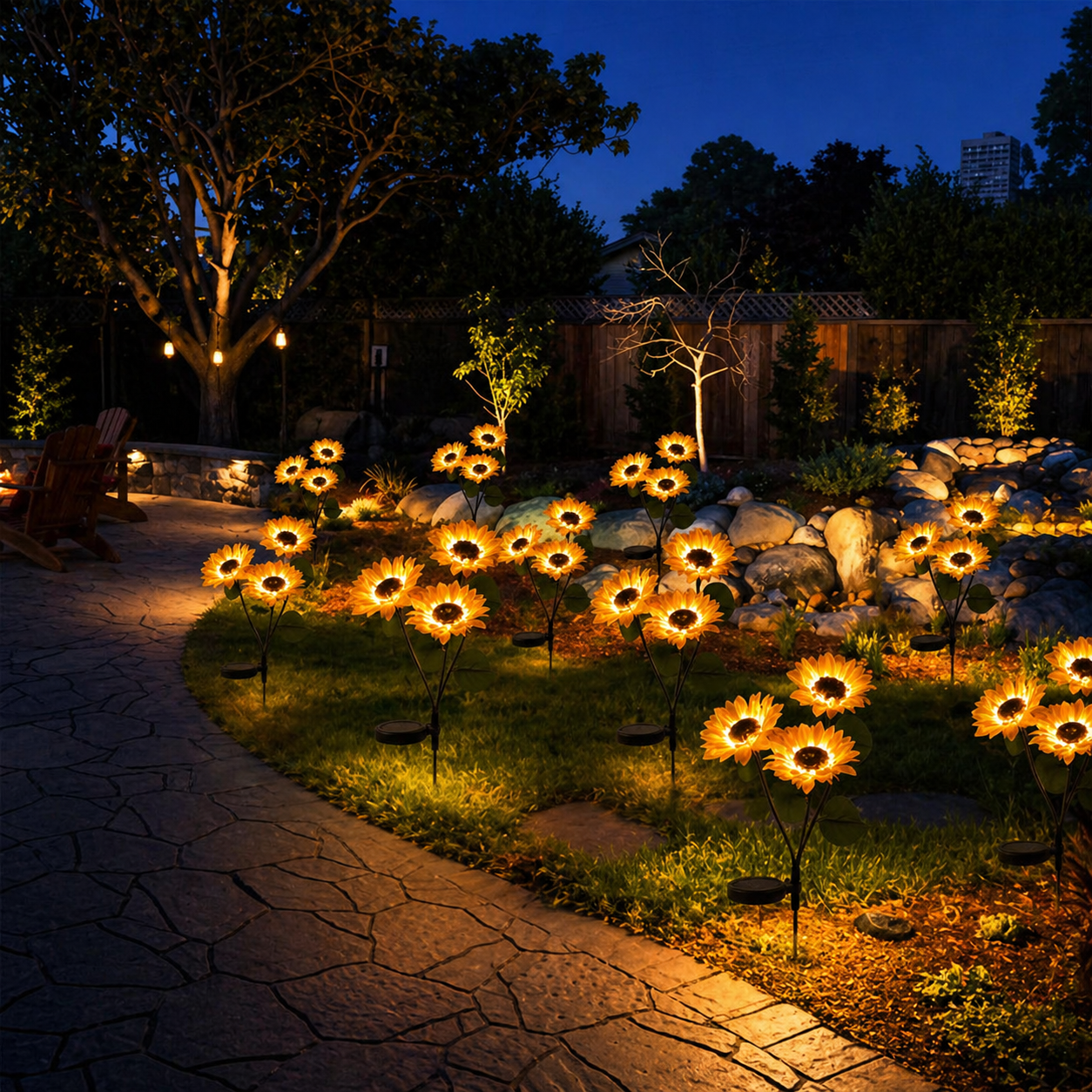 🌻Solar LED Sunflower Garden Lights, Realistic Night Glow for Yard, Lawn, Patio and Porch Decoration, Waterproof IP65